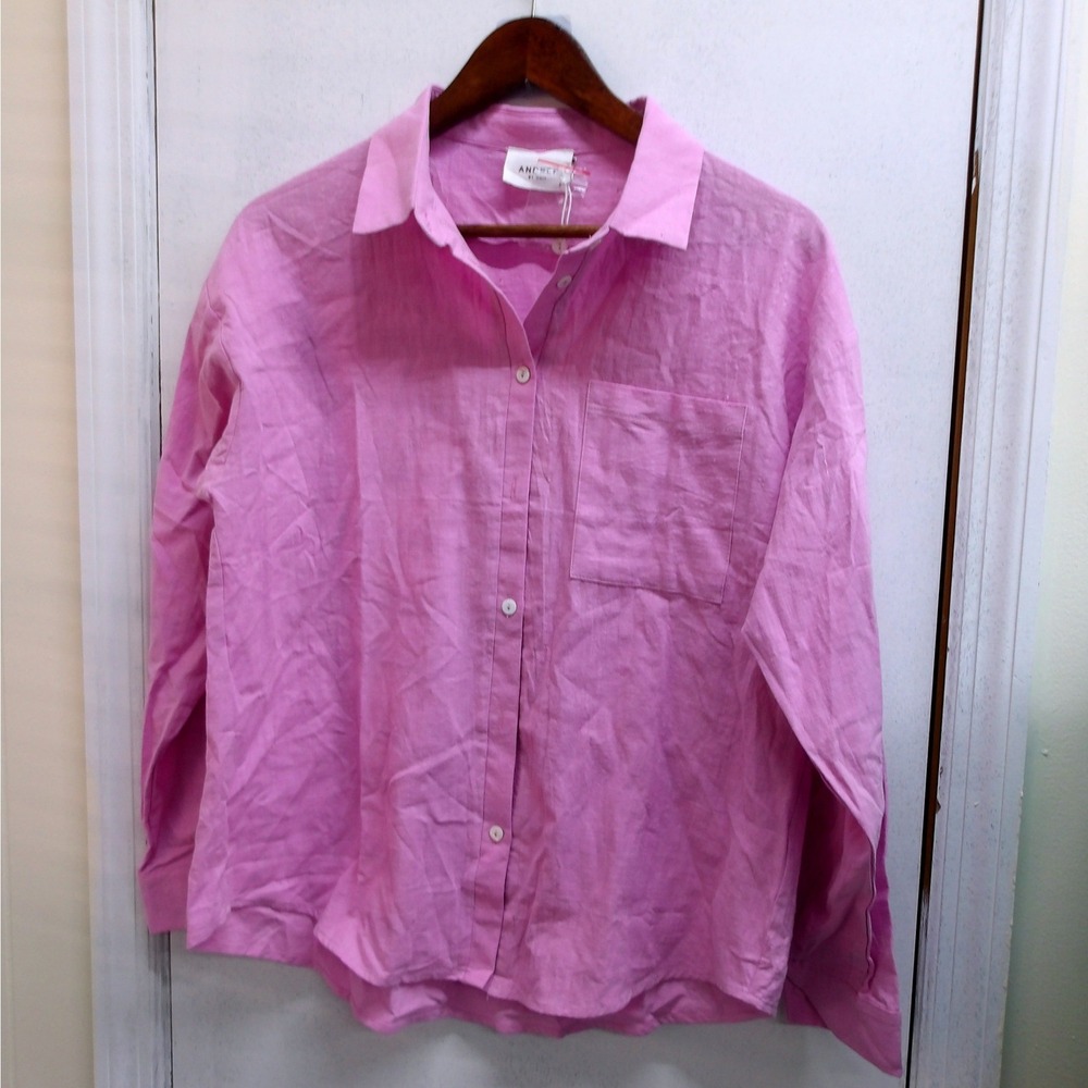 ANDRÉE BY UNIT Women's Lavender Button Up Shirt‎ Long Sleeve Size LG / #26131